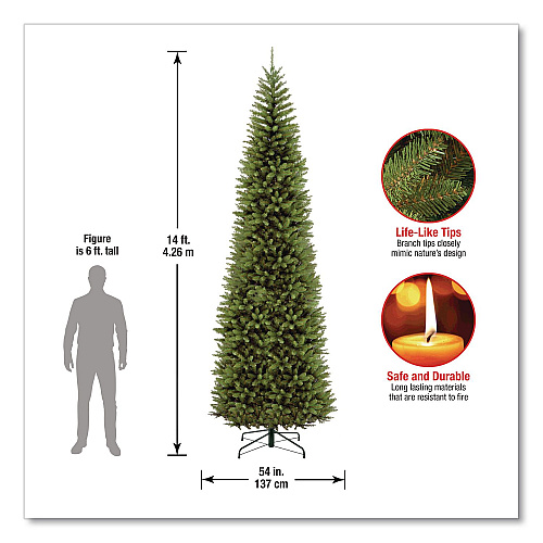 National Tree Company Kingswood Fir Pencil Tree, 54" x 54" x 168", Green Tree, Green Tree Stand (KW7500140)