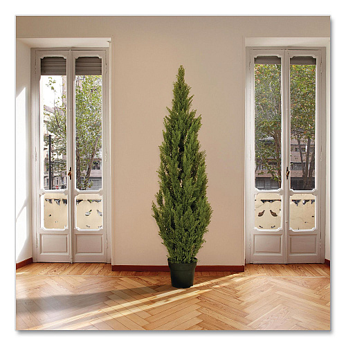 National Tree Company Artificial Arborvitae, 13" x 13" x 60", Green Tree, Green Pot (LMC4700601)