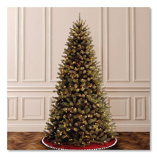 National Tree Company Pre-Lit North Valley Spruce Tree, 39" x 39" x 72", Green Tree, Green Tree Stand (NRV730060)
