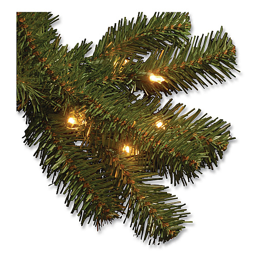 National Tree Company Pre-Lit North Valley Spruce Tree, Clear Lights, 42" x 42" x 78", Green Tree, Green Tree Stand (NRV730065)