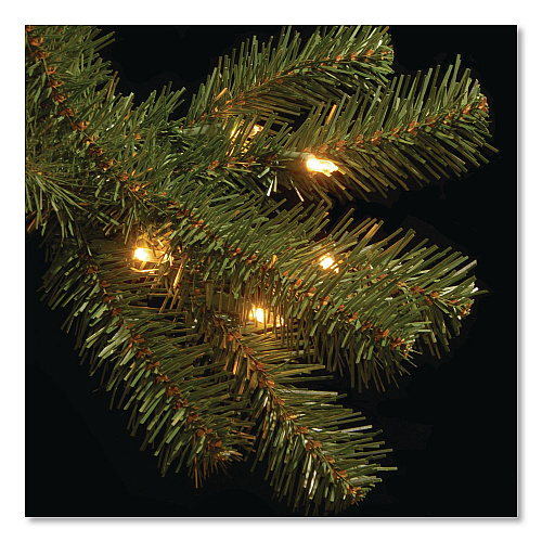 National Tree Company Pre-Lit North Valley Spruce Pencil Slim Tree, 40" x 40" x 108", Green Tree, Green Tree Stand (NRV735890)