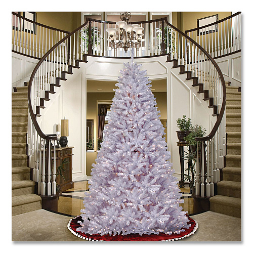 National Tree Company Pre-Lit North Valley Spruce White Tree, 65" x 65" x 108", White Tree, White Tree Stand (NRVW730290)