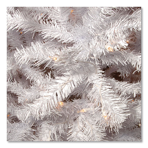 National Tree Company Pre-Lit North Valley Spruce White Tree, 65" x 65" x 108", White Tree, White Tree Stand (NRVW730290)