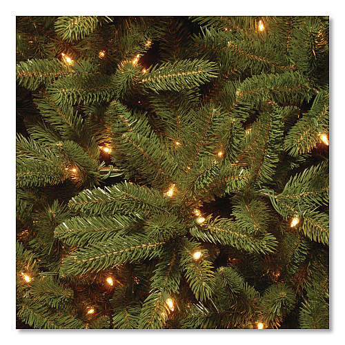National Tree Company Pre-Lit Grande Fir Pencil Slim Tree, 30" x 30" x 78", Green Tree, Green Tree Stand (PEGF433465)