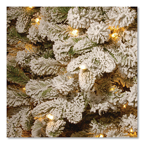 National Tree Company Pre-Lit Snowy Everest Fir, 64" x 64" x 108", Green Tree, Green Tree Stand (PEV331190)