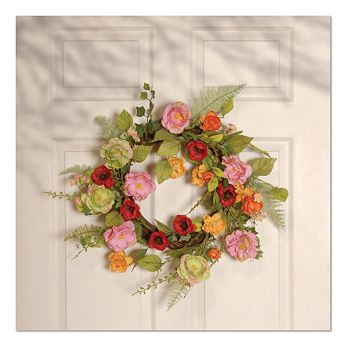 National Tree Company Spring Wreath, 22" Diameter x 3" h, Green/Pink/Red/Yellow (RAS1503261)