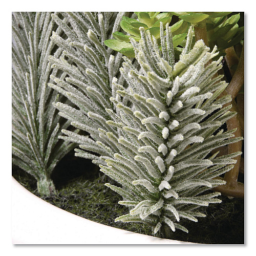 National Tree Company Spring Potted Plant, 8" x 8" x 8", Green Plant, White Pot (RASXF169W)