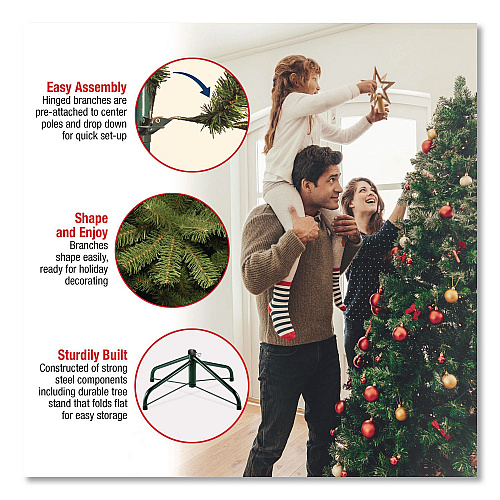 National Tree Company Pre-Lit Dunhill Fir Blue Spruce Tree, 59" x 59" x 90", Blue Tree, Green Tree Stand (DUBH75LO)