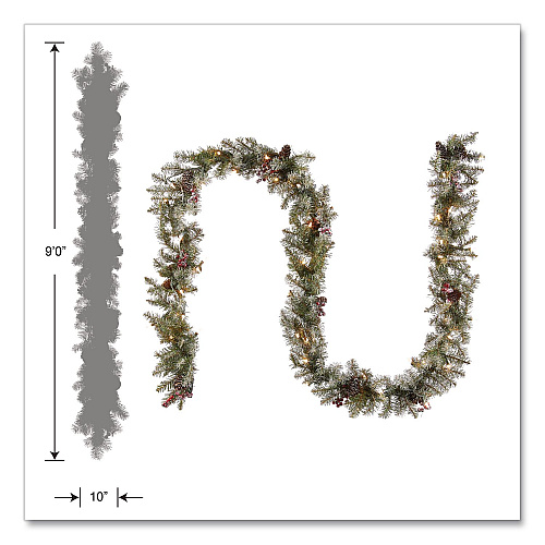 National Tree Company Pre-Lit Dunhill Fir Garland, AC Powered, Clear Incandescent Lights, 108" Long, Green (DUF3009A1)