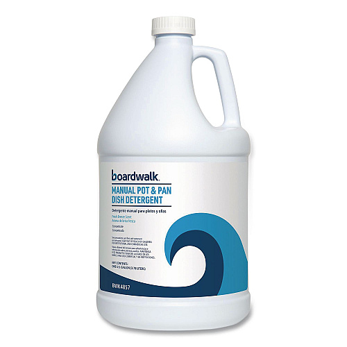 Boardwalk Manual Pot and Pan Dish Detergent, Fresh Breeze Scent, 1 gal Bottle, 4/Carton (4857)
