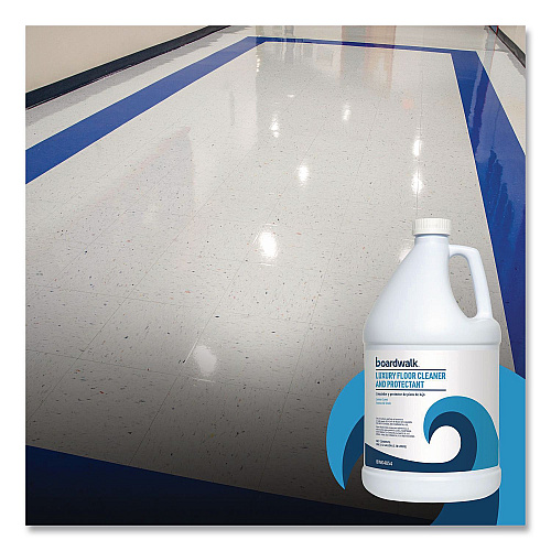 Boardwalk Luxury Floor Cleaner and Protectant, Lemon Scent, 1 gal Bottle, 4/Carton (4854)