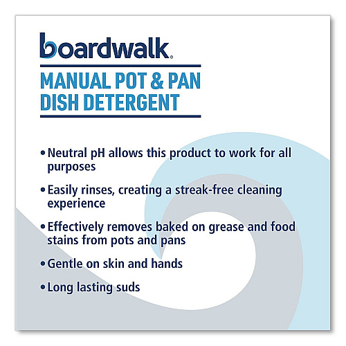 Boardwalk Manual Pot and Pan Dish Detergent, Fresh Breeze Scent, 1 gal Bottle, 4/Carton (4857)