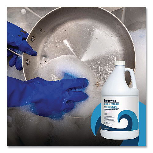 Boardwalk Manual Pot and Pan Dish Detergent, Fresh Breeze Scent, 1 gal Bottle, 4/Carton (4857)