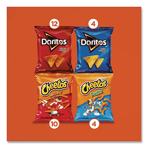 Frito-Lay Doritos and Cheetos Variety Pack, Assorted Flavors, Assorted Sizes, 30 Bags/Carton (22002673)