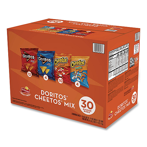 Frito-Lay Doritos and Cheetos Variety Pack, Assorted Flavors, Assorted Sizes, 30 Bags/Carton (22002673)