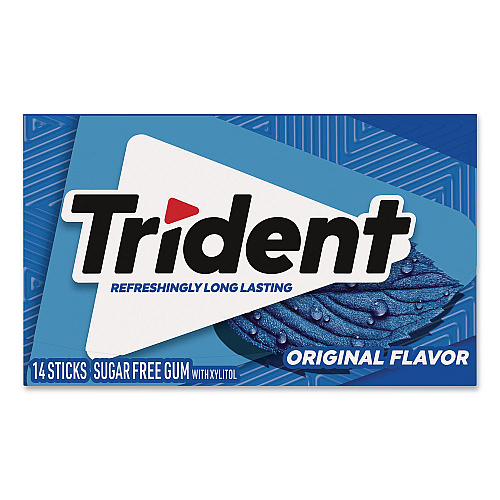 Trident Sugar-Free Gum, Original Mint, 14 Sticks/Pack, 15 Packs/Carton (22002639)