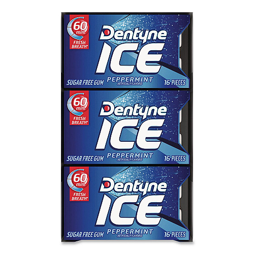 Dentyne Sugarless Gum, Peppermint Flavor, 16 Pieces/Pack, 12 Packs/Carton (22002647)