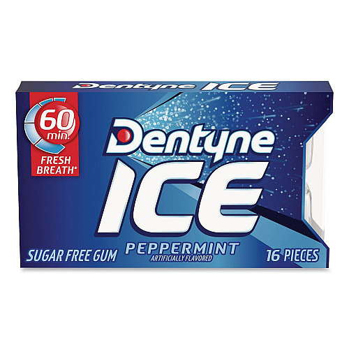 Dentyne Sugarless Gum, Peppermint Flavor, 16 Pieces/Pack, 12 Packs/Carton (22002647)