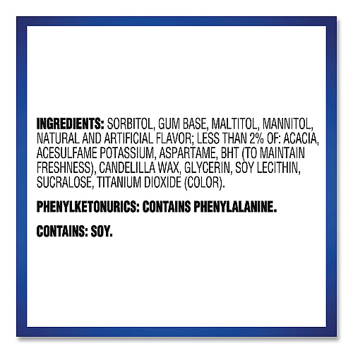 Dentyne Sugarless Gum, Peppermint Flavor, 16 Pieces/Pack, 12 Packs/Carton (22002647)