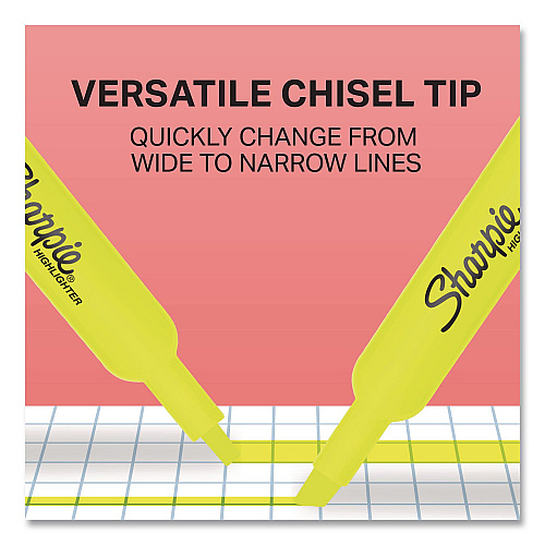 Sharpie Tank Style Highlighters, Fluorescent Yellow Ink, Chisel Tip, Yellow Barrel, 4/Carton (1770694)