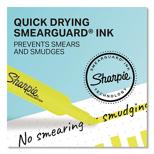 Sharpie Tank Style Highlighters, Fluorescent Yellow Ink, Chisel Tip, Yellow Barrel, 4/Carton (1770694)