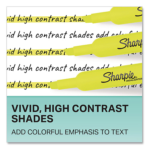 Sharpie Tank Style Highlighters, Fluorescent Yellow Ink, Chisel Tip, Yellow Barrel, 4/Carton (1770694)