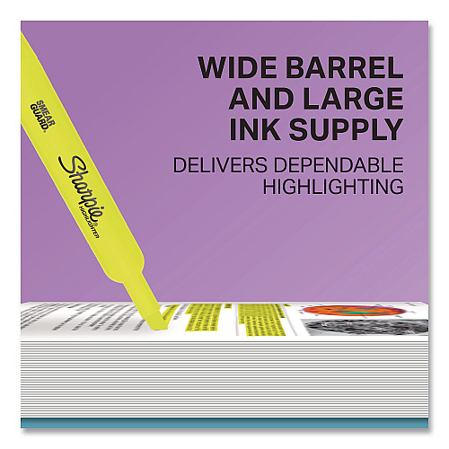 Sharpie Tank Style Highlighters, Fluorescent Yellow Ink, Chisel Tip, Yellow Barrel, 4/Carton (1770694)