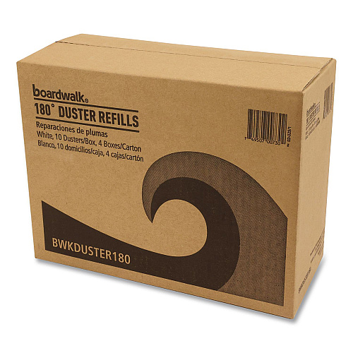 Boardwalk 180 Duster Refills, Soft Fluffy Fibers, White, 10 Dusters/Box, 4 Boxes/Carton (DUSTER180)