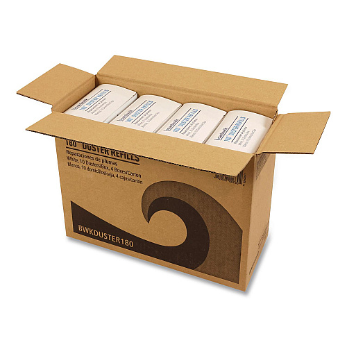 Boardwalk 180 Duster Refills, Soft Fluffy Fibers, White, 10 Dusters/Box, 4 Boxes/Carton (DUSTER180)