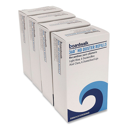 Boardwalk 360 HD Duster Refills, Soft Fluffy Fibers, Light Blue, 6 Dusters/Box, 4 Boxes/Carton (DUSTER360HD)