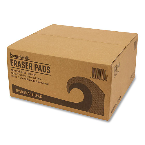 Boardwalk Eraser Pads, 2.5 x 4.5, 1" Thick, White, 6 Pads/Pack, 6 Packs/Carton