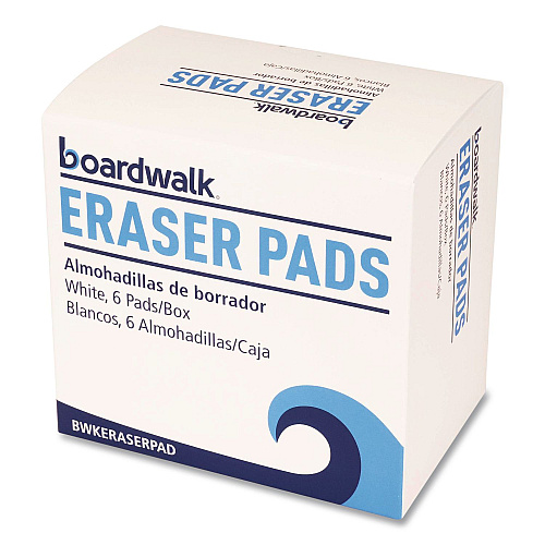 Boardwalk Eraser Pads, 2.5 x 4.5, 1" Thick, White, 6 Pads/Pack, 6 Packs/Carton