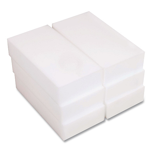 Boardwalk Eraser Pads, 2.5 x 4.5, 1" Thick, White, 6 Pads/Pack, 6 Packs/Carton