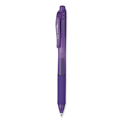 Pentel EnerGel-X Gel Pen, Retractable, Medium 0.7 mm, Violet Ink, Translucent Violet/Violet Barrel (BL107VEA)