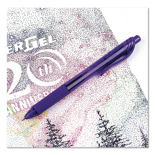 Pentel EnerGel-X Gel Pen, Retractable, Medium 0.7 mm, Violet Ink, Translucent Violet/Violet Barrel (BL107VEA)