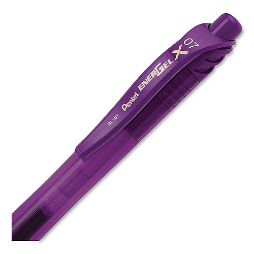 Pentel EnerGel-X Gel Pen, Retractable, Medium 0.7 mm, Violet Ink, Translucent Violet/Violet Barrel (BL107VEA)