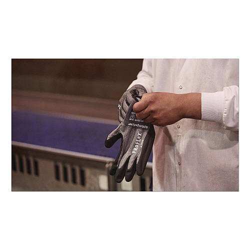 ergodyne ProFlex 7043 ANSI A4 Nitrile Coated CR Gloves, EN388: 4X42D, 10" Long, X-Small (6), Gray, Pair (10521)