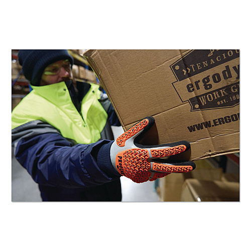 ergodyne ProFlex 7521 Thermal Coated Impact-Resistant Gloves: EN 388: 2131X, 10.5" Long, Medium (8), Gray, Pair (17643)
