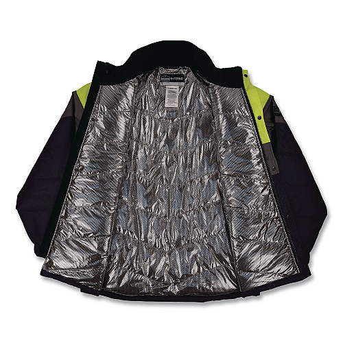 ergodyne N-Ferno 6464 Insulated Freezer Jacket with AmpliFIRE Heat Reflective Lining, Small, Navy (41132)