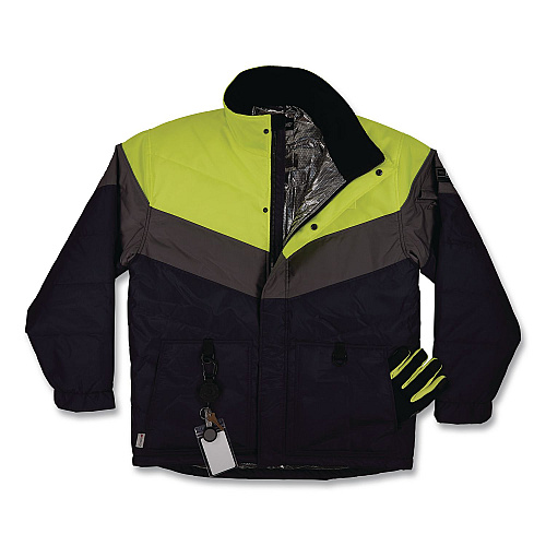 ergodyne N-Ferno 6464 Insulated Freezer Jacket with AmpliFIRE Heat Reflective Lining, Large, Navy (41134)