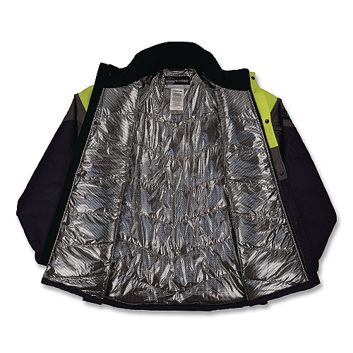 ergodyne N-Ferno 6464 Insulated Freezer Jacket with AmpliFIRE Heat Reflective Lining, 2X-Large, Navy (41136)
