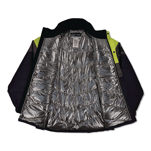 ergodyne N-Ferno 6464 Insulated Freezer Jacket with AmpliFIRE Heat Reflective Lining, 4X-Large, Navy (41138)