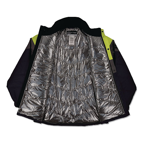 ergodyne N-Ferno 6464 Insulated Freezer Jacket with AmpliFIRE Heat Reflective Lining, 5X-Large, Navy (41139)