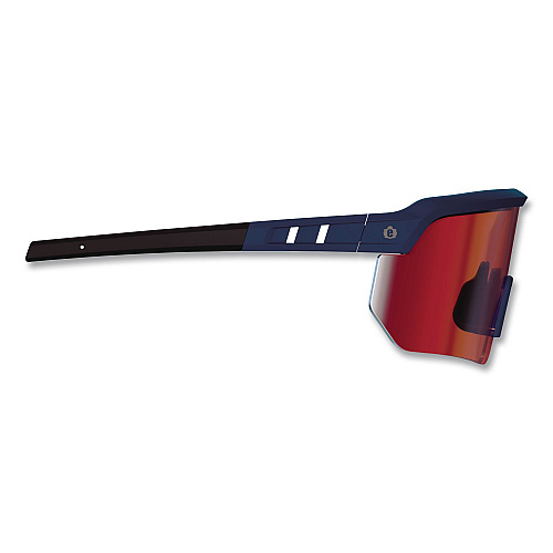 ergodyne Skullerz AEGIR Color Enhancing Anti-Scratch and Enhanced Anti-Fog Safety Glasses with Mirror Lens, Matte Blue Frame, Red Lens (55230)