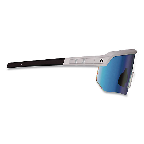 ergodyne Skullerz AEGIR Color Enhancing Anti-Scratch and Enhanced Anti-Fog Safety Glasses with Mirror Lens, Matte Gray Frame, Ice Blue (55231)