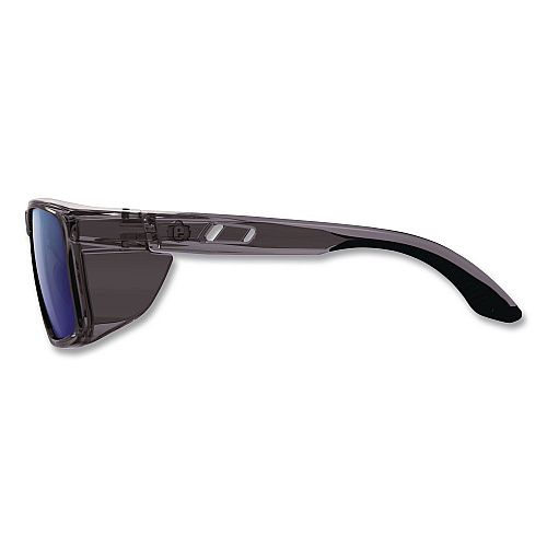 ergodyne Skullerz SIXTEN Anti-Scratch/Enhanced Anti-Fog Safety Glasses w/Side Shield, Polarized Mirrored Lens, Translucent Smoke, Blue (58240)