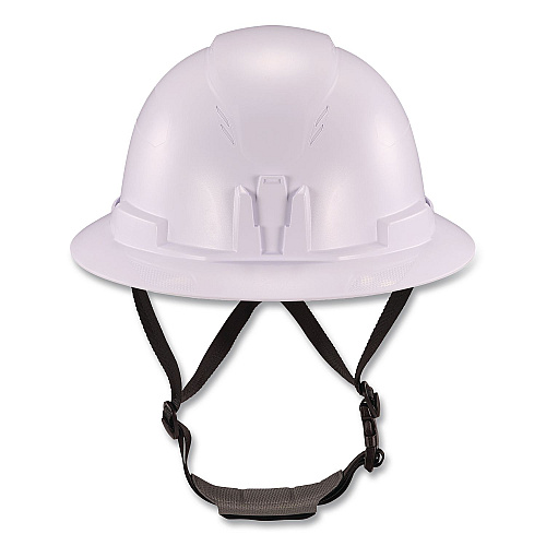 ergodyne Skullerz 8963 Full Brim Class E Safety Helmet, 6-Point Rachet Suspension, Full Brim, White (60540)