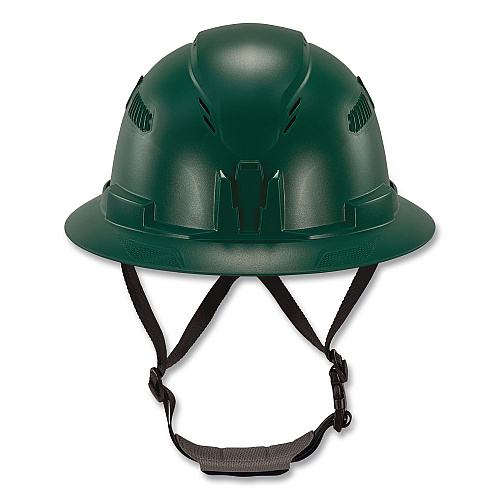 ergodyne Skullerz 8964 Full Brim Class C Safety Helmet, 6-Point Ratchet Suspension, Green (60565)