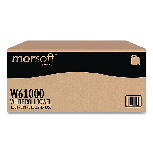 Morcon Paper Morsoft Universal Roll Towels, 1-Ply, 8" x 1,000 ft, White, 6 Rolls/Carton (W61000)