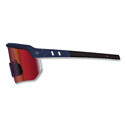 ergodyne Skullerz AEGIR Color Enhancing Anti-Scratch and Enhanced Anti-Fog Safety Glasses with Mirror Lens, Matte Blue Frame, Red Lens (55230)